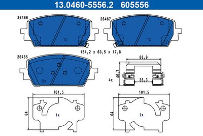 Brake Pad Set, disc brake ATE 13.0460-5556.2