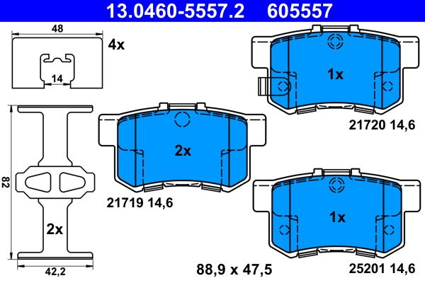 ATE 13.0460-5557.2 Brake Pad Set, disc brake