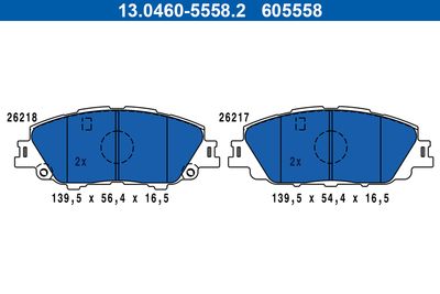 Brake Pad Set, disc brake ATE 13.0460-5558.2