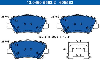 Brake Pad Set, disc brake ATE 13.0460-5562.2