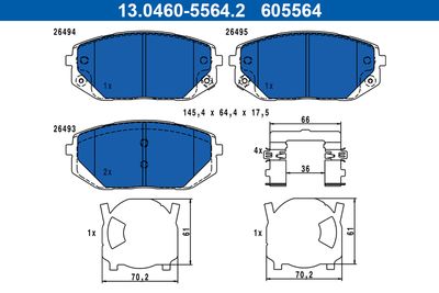 Brake Pad Set, disc brake ATE 13.0460-5564.2