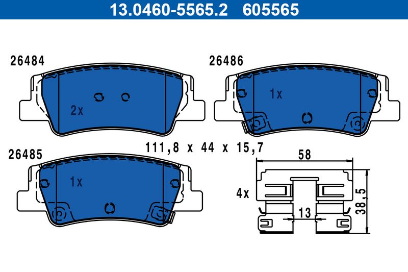 ATE 13.0460-5565.2 Brake Pad Set, disc brake
