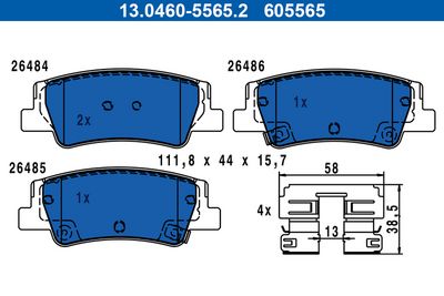 Brake Pad Set, disc brake ATE 13.0460-5565.2