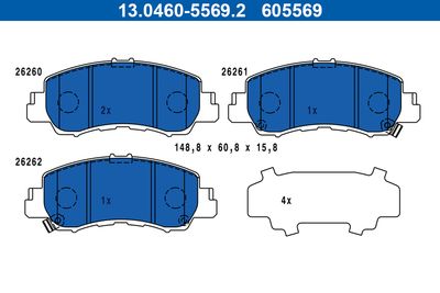 Brake Pad Set, disc brake ATE 13.0460-5569.2