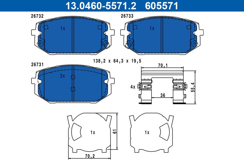 ATE 13.0460-5571.2 Brake Pad Set, disc brake
