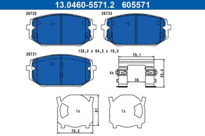 Brake Pad Set, disc brake ATE 13.0460-5571.2