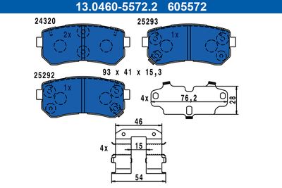 Brake Pad Set, disc brake ATE 13.0460-5572.2