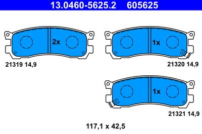 Brake Pad Set, disc brake ATE 13.0460-5625.2