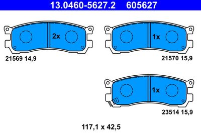 Brake Pad Set, disc brake ATE 13.0460-5627.2