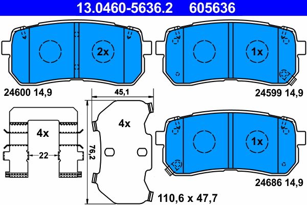 ATE 13.0460-5636.2 Brake Pad Set, disc brake