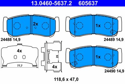 Brake Pad Set, disc brake ATE 13.0460-5637.2