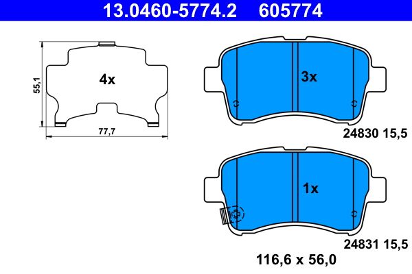 ATE 13.0460-5774.2 Brake Pad Set, disc brake