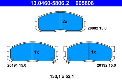 Brake Pad Set, disc brake ATE 13.0460-5806.2
