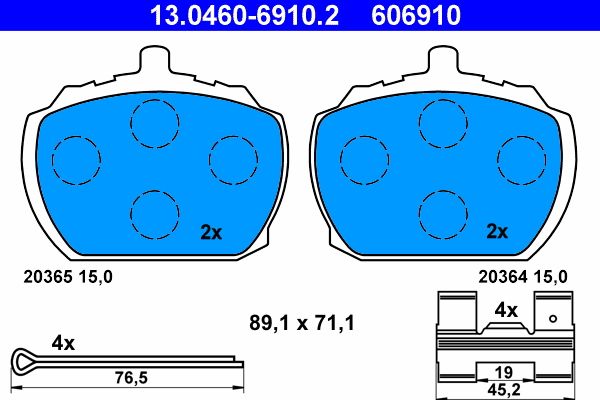 ATE 13.0460-6910.2 Brake Pad Set, disc brake