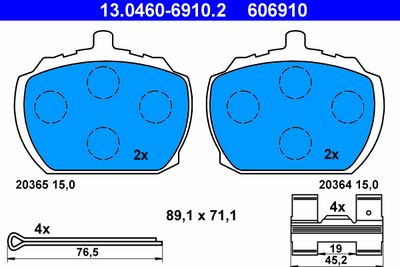 Brake Pad Set, disc brake ATE 13.0460-6910.2