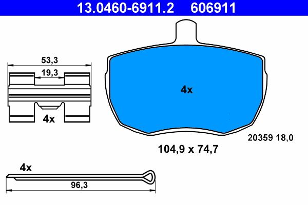 ATE 13.0460-6911.2 Brake Pad Set, disc brake