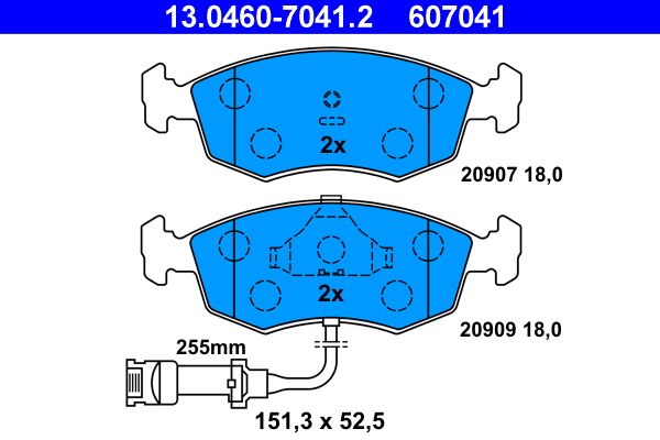 ATE 13.0460-7041.2 Brake Pad Set, disc brake