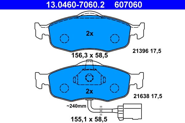ATE 13.0460-7060.2 Brake Pad Set, disc brake
