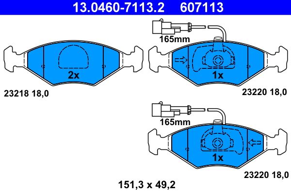 ATE 13.0460-7113.2 Brake Pad Set, disc brake