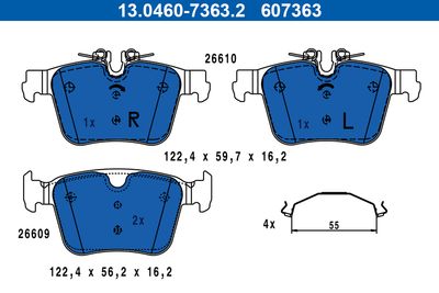 Brake Pad Set, disc brake ATE 13.0460-7363.2