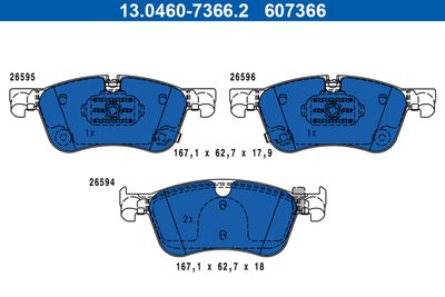 Brake Pad Set, disc brake ATE 13.0460-7366.2