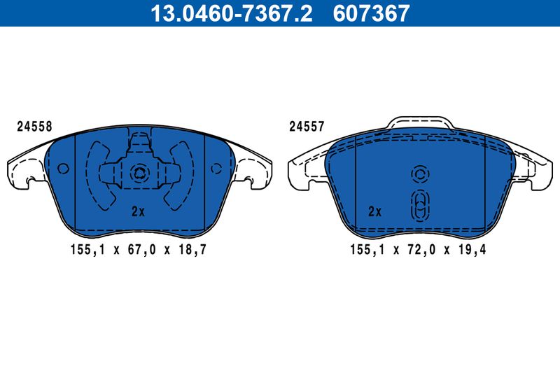 ATE 13.0460-7367.2 Brake Pad Set, disc brake