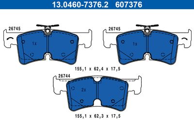 Brake Pad Set, disc brake ATE 13.0460-7376.2