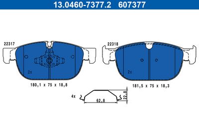 Brake Pad Set, disc brake ATE 13.0460-7377.2
