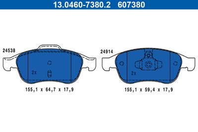 Brake Pad Set, disc brake ATE 13.0460-7380.2