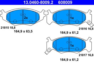 Brake Pad Set, disc brake ATE 13.0460-8009.2