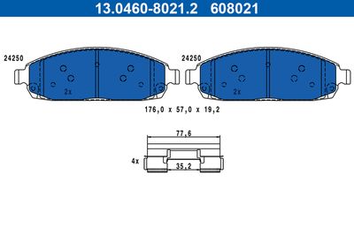 Brake Pad Set, disc brake ATE 13.0460-8021.2