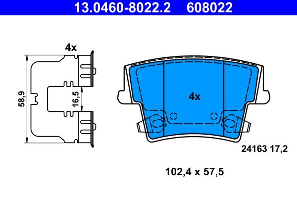 ATE 13.0460-8022.2 Brake Pad Set, disc brake