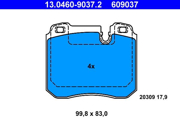 ATE 13.0460-9037.2 Brake Pad Set, disc brake