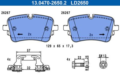 Brake Pad Set, disc brake ATE 13.0470-2650.2