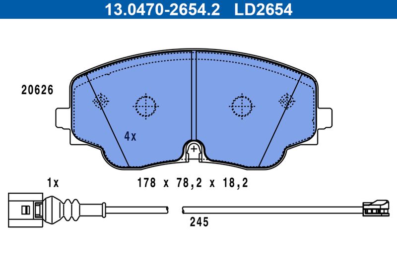 ATE 13.0470-2654.2 Brake Pad Set, disc brake