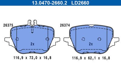 Brake Pad Set, disc brake ATE 13.0470-2660.2