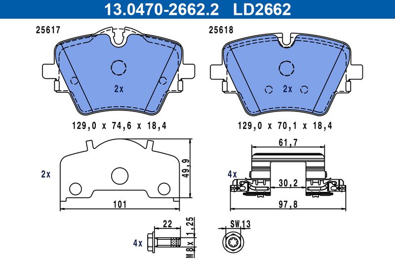 ATE 13.0470-2662.2 Brake Pad Set, disc brake
