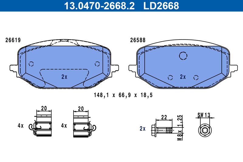 ATE 13.0470-2668.2 Brake Pad Set, disc brake