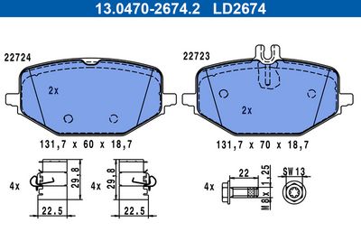 Brake Pad Set, disc brake ATE 13.0470-2674.2