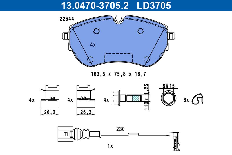 ATE 13.0470-3705.2 Brake Pad Set, disc brake