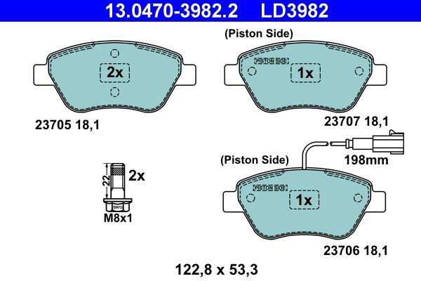 ATE 13.0470-3982.2 Brake Pad Set, disc brake