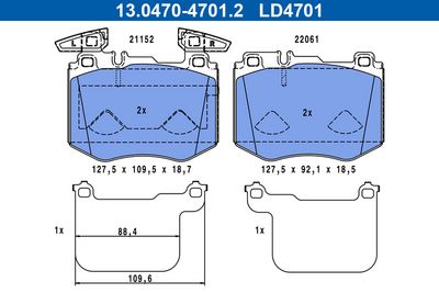 Brake Pad Set, disc brake ATE 13.0470-4701.2