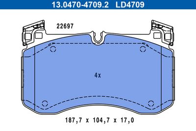Brake Pad Set, disc brake ATE 13.0470-4709.2