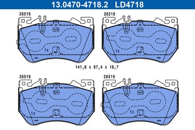 Brake Pad Set, disc brake ATE 13.0470-4718.2