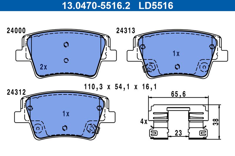 ATE 13.0470-5516.2 Brake Pad Set, disc brake