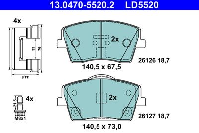 Brake Pad Set, disc brake ATE 13.0470-5520.2