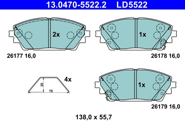 ATE 13.0470-5522.2 Brake Pad Set, disc brake