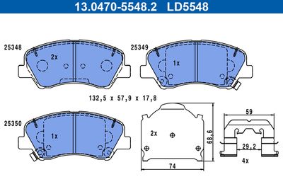 Brake Pad Set, disc brake ATE 13.0470-5548.2