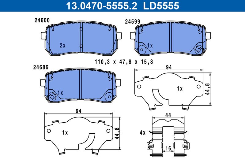 ATE 13.0470-5555.2 Brake Pad Set, disc brake