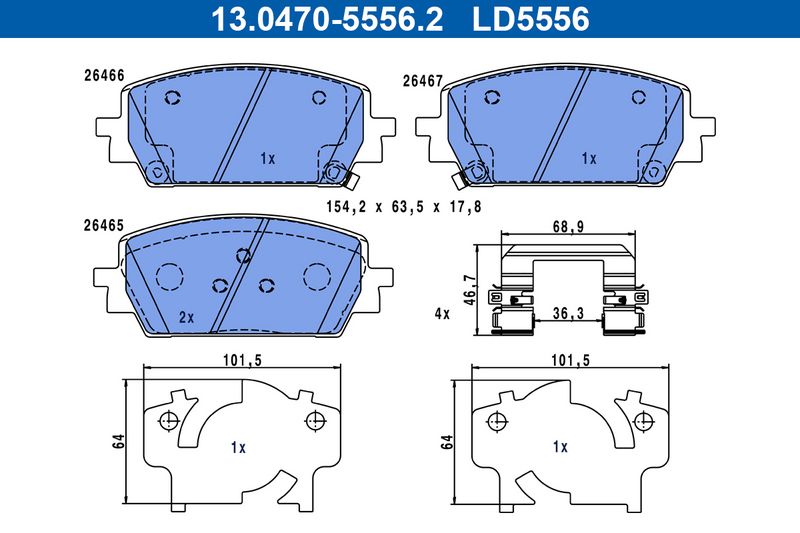 ATE 13.0470-5556.2 Brake Pad Set, disc brake